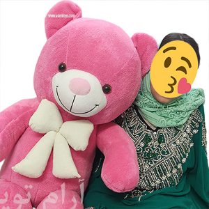 عروسک خرس صورتی خوشگل برای ولنتاین